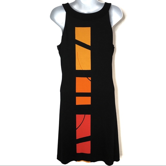 Joseph Ribkoff Dress Sz 6 Orange Red Black - Picture 5 of 7